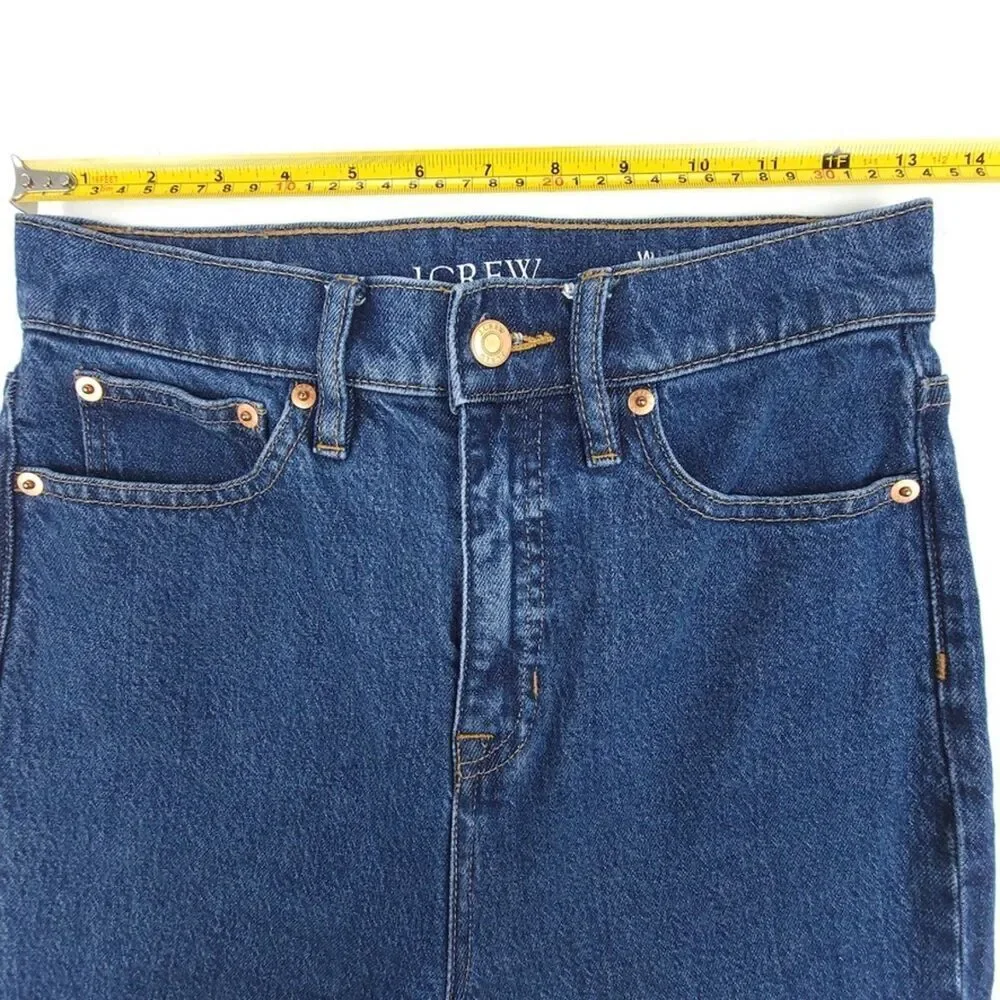 J CREW Wide Leg Denim Trouser in Fiorellas Wash 70's High Rise Raw Hem Jeans 27
